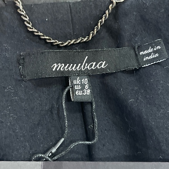 Muubaa shearling aviator biker jacket real sheepskin lamb leather size 6 black - Picture 9 of 13